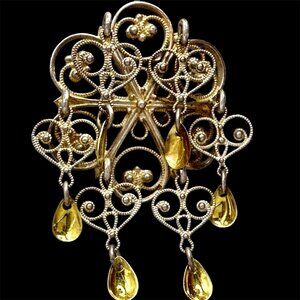 Jacob Rongve Norway Solje Brooch Signed JR 830S Silver Wedding C Clasp Pin